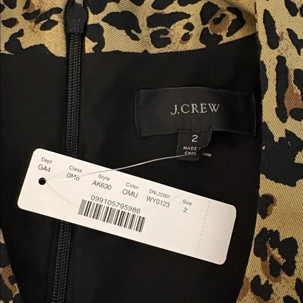 New J. Crew Leopard Sheath Dress Midi Size 2 NWT